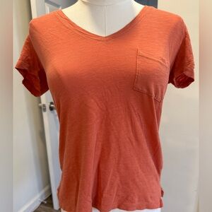 Madewell Whisper Cotton V-Neck Pocket Tee – Burnt Orange (XS)